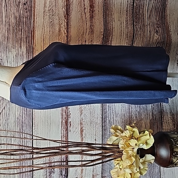 NEW ALFANI DARK BLUE LONG SLEEVE ASYMMETRICAL PULLOVER SWEATER - Picture 7 of 11